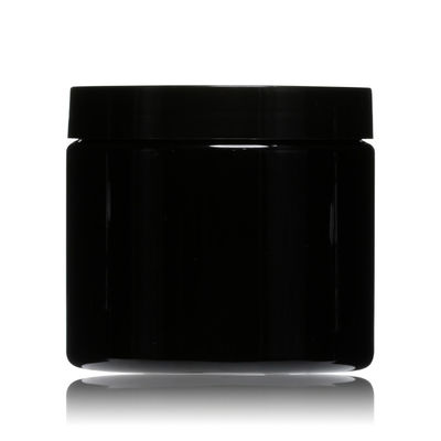 Frosted OEM Wide Mouth Cosmetic Jars 500ml PET Jar With Black Lid