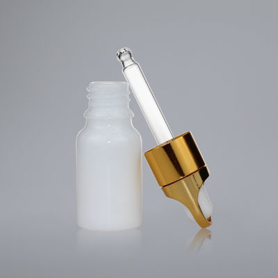Luxury 10ml White Glass Dropper Bottle For Essential Oil With Gold Pipettes