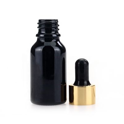 Black 0.5oz Oil Dropper Glass Bottle 15ml Empty Pipette Bottles