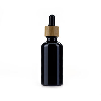 Cosmetic Black 50ml Glass Dropper Bottles Customized For Essential Oil