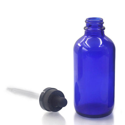 Blue Body 120ml Boston Glass Bottles Screw Spray Pump Dropper Cap