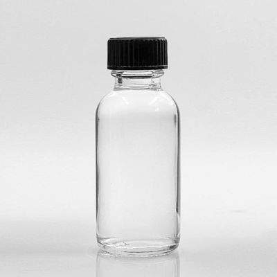 Clear Body 30ml Boston Round Glass Bottles Customizied Surface Handling