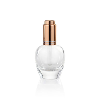 Newest Design 30ml Round Frosted Glass Face Serum Bottle With Luxury Aluminum Lid Cherry Shape Skincare Serum Bottle OEM