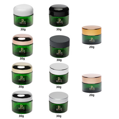 20g 30g Green Glass Cosmetic Jars Straight Round With Screw Cap