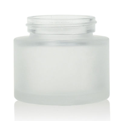 High White 50g Frosted Glass Cream Jar With Luxury Acrylic Gold Lid