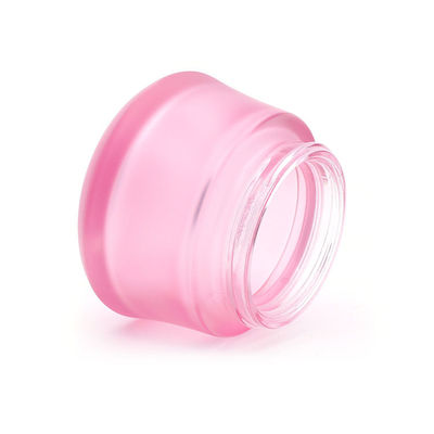 Luxury Pink 50ml Cream Glass Jars Round Frost With Plastic Cap