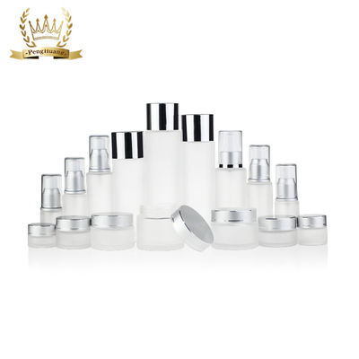 Aluminum Lid 5g-200g Cream Glass Jars Round Shape For Skin Care Cream