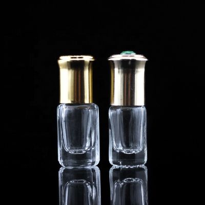 Customized Round 3ml Clear Glass Roller Bottles With Aluminum Gold Cap