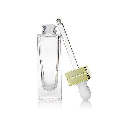 Fancy Luxury 30ML Cosmetics Square Drop Eye Dropper Serum Bottle With Silver Cap New Arrival S063