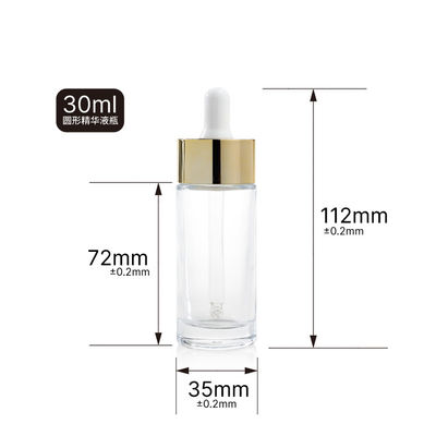 Glass Medicine Serum Dropper Bottles 30ml Cosmetic Container With Gold Cap
