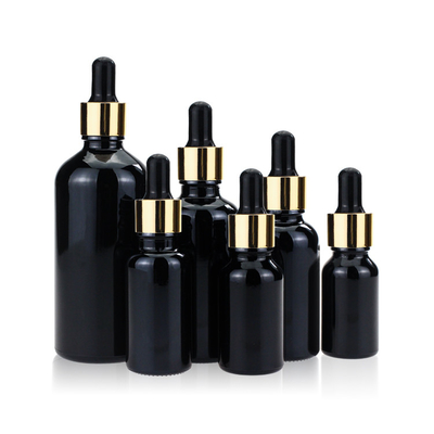 Empty Violet Black Dropper Screw Cap Glass Bottle for Essential Oil Hair Oil