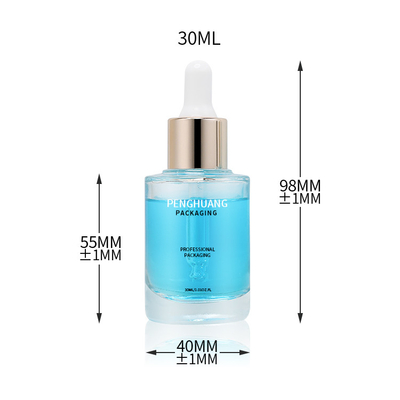 Round Massage Oil Glass Dropper Bottle Serum Pipette 30ml Clear Glass Face Skincare Bottle