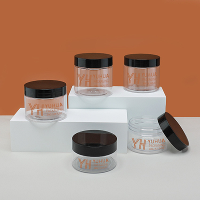 OEM ODM Service Empty Plastic Transparent Face Cream Container 180g Body Scrub Jar With Lid