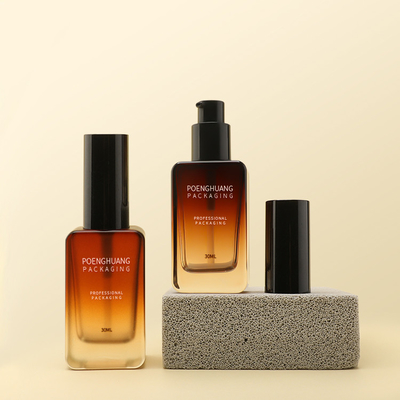 30ml Glass Foundation Bottle Gold Lotion Pump Square Skin Care Packaging