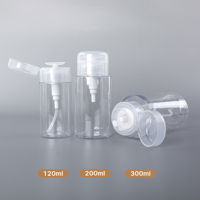 200ml 300ml Makeup Plastic Packaging Bottles Clear Press Pump Discharge PET Bottle