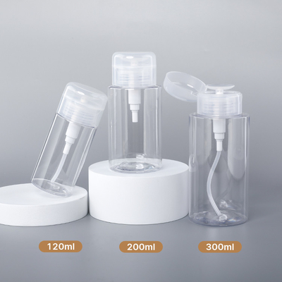 200ml 300ml Makeup Plastic Packaging Bottles Clear Press Pump Discharge PET Bottle