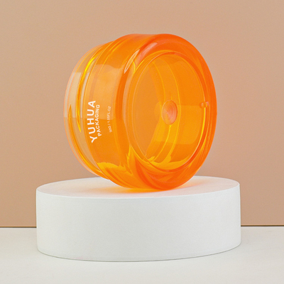 Orange PET Plastic Jar Color Round Flat Cap Cream Lotion Packaging 30g