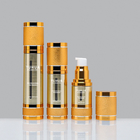 Cylinder Lotion Airless Pump Bottle 15ml 30ml 50ml 100ml Gold Empty Essence Pump Bottle