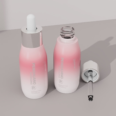 30ml Clear Pink Glass Serum Dropper Bottles Round Shape Screen Printing