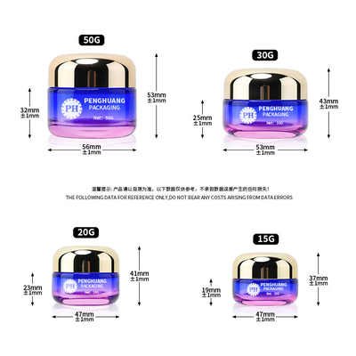 Printing Electroplating Fancy Glass Cream Jar 15g 20g 30g For Skincare Packaging