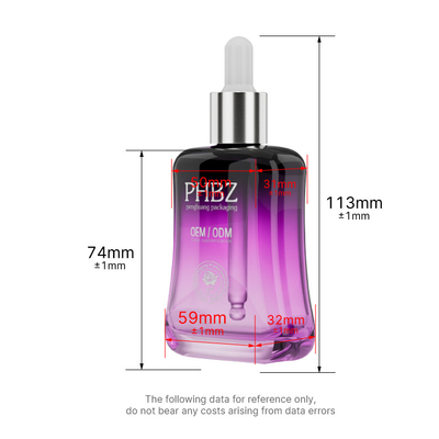 Customized Gradient Purple Glass Serum Dropper Bottles 1oz Hot Stamping