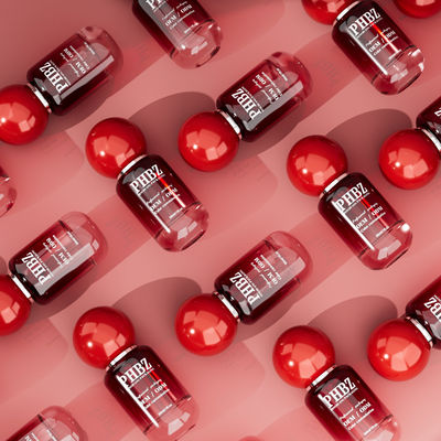 30ml / 1oz Empty Red Gradient Glass Cosmetic Serum Bottle with Round Ball Cap, Custom Color OEM ODM Skincare Packaging for Lotion Essential Oil