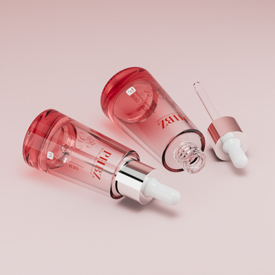 Transparent Red Glass Dropper Bottle For Serum Lotion Toner