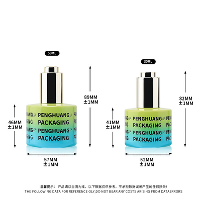 Yellow Gradient Blue 30ml 50ml Essence Oil Serum Dropper Bottles With Custom Logo