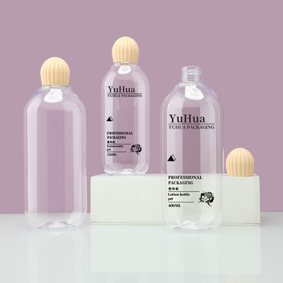 Custom Logo Plastic Packaging Bottles Clear Round Plastic Shampoo Bottle 250ml 400ml