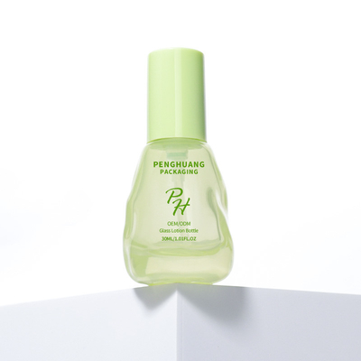 Avocado Green Clear 30ml Glass Liquid Foundation Bottles For Skincare Packaging