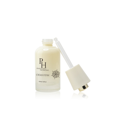 Customized Logo 30ml Round Empty Glass Serum Dropper Bottles With Silk Screen Printing