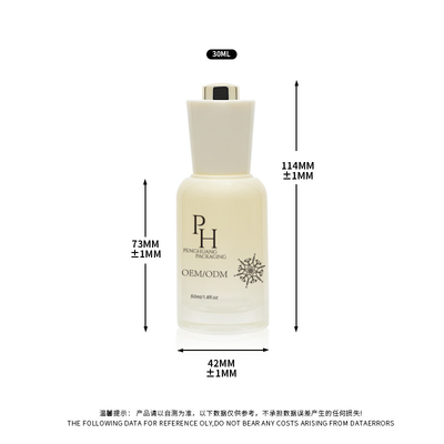 Customized Logo 30ml Round Empty Glass Serum Dropper Bottles With Silk Screen Printing