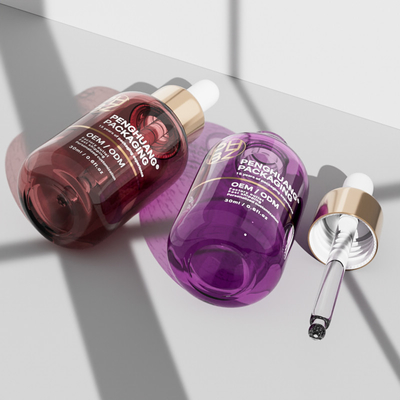 30ml Round Glass Serum Dropper Bottles For Hair Care Essential Oil