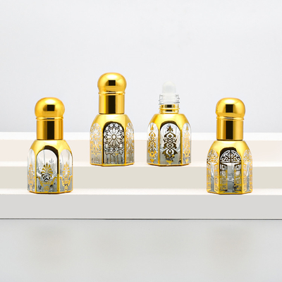 Luxury Cosmetic Packaging Glass Roll On Bottles With Gold Cap Perfume Roll Container