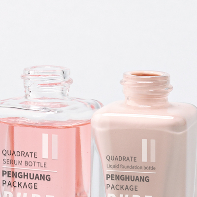 Square Stransparent Foundation Glass Bottle 15ml Sample Size Cosmetic Lotion Bottle