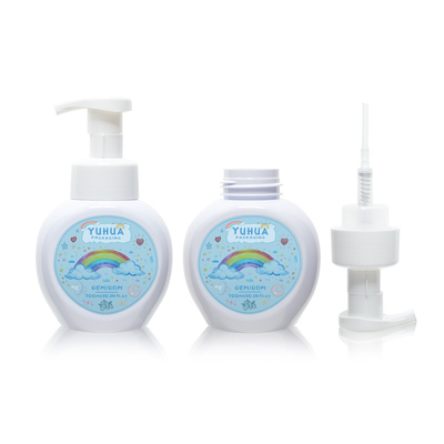 Round Lotion Shampo Bottle 300ml Plastic Foam Bottle For Facial Cleaning