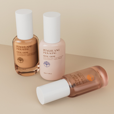 Transparent Foundation Glass Bottle 30ml 1oz  Empty Foundation Bottles With Cap