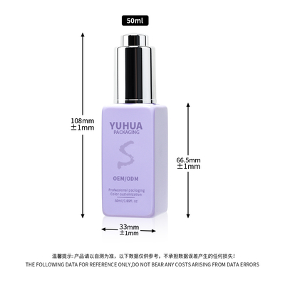 Square Serum Dropper Bottles with Silk Screen/Hot Stamping/Labeling Printing in Clear Green Blue or White