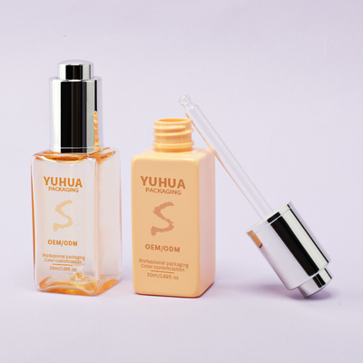 Square Serum Dropper Bottles with Silk Screen/Hot Stamping/Labeling Printing in Clear Green Blue or White