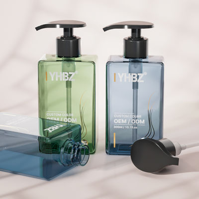 300ml Flat Square Plastic Pump Bottle with Customized Color and Silk Screen Printing for Cosmetic Use