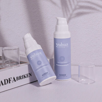 Recyclable Plastic Lotion Bottle with Airless Pump and Screw Cap for Cosmetic Serum Toner Packaging and Custom Logo Printing