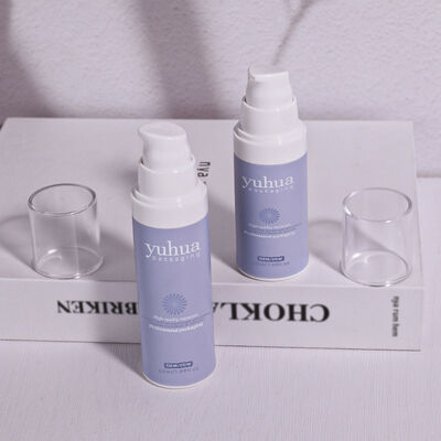Recyclable Plastic Lotion Bottle with Airless Pump and Screw Cap for Cosmetic Serum Toner Packaging and Custom Logo Printing