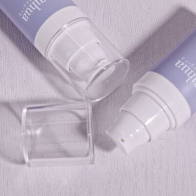 Recyclable Plastic Lotion Bottle with Airless Pump and Screw Cap for Cosmetic Serum Toner Packaging and Custom Logo Printing