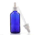 Round Blue 100ml Oil Dropper Glass Bottle With Glass Liquid Pipette