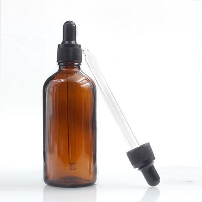 100ml Empty Amber Oil Dropper Glass Bottle With Childproof Cap