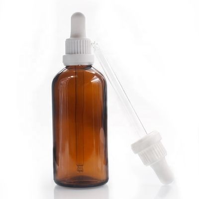 100ml Empty Amber Oil Dropper Glass Bottle With Childproof Cap