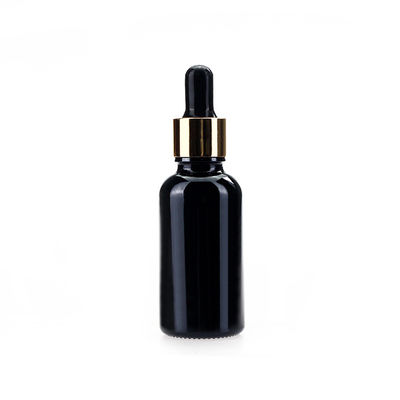 Black 30ml 1oz Oil Dropper Glass Bottle With Aluminum Screw Cap