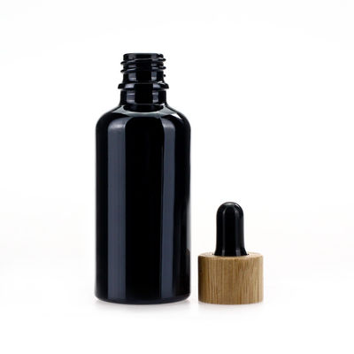 Cosmetic Black 50ml Glass Dropper Bottles Customized For Essential Oil