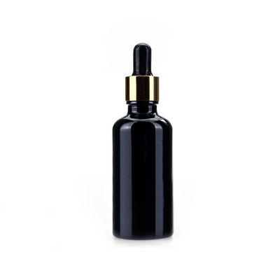 Cosmetic Black 50ml Glass Dropper Bottles Customized For Essential Oil