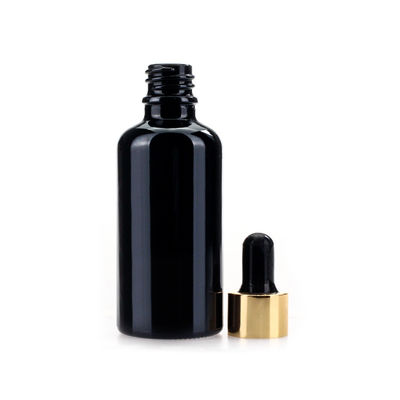 Cosmetic Black 50ml Glass Dropper Bottles Customized For Essential Oil